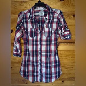 ❤️‍🔥BOGO 50% OFF❤️‍🔥Myth NYC Red, White and Blue Plaid Shirt